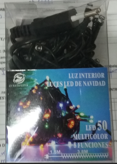 LUCES DE NAVIDAD LUZ INTERIOR, 50LED, MULTICOLOR, 8 FUNCIONES, 1,5M +3.8M